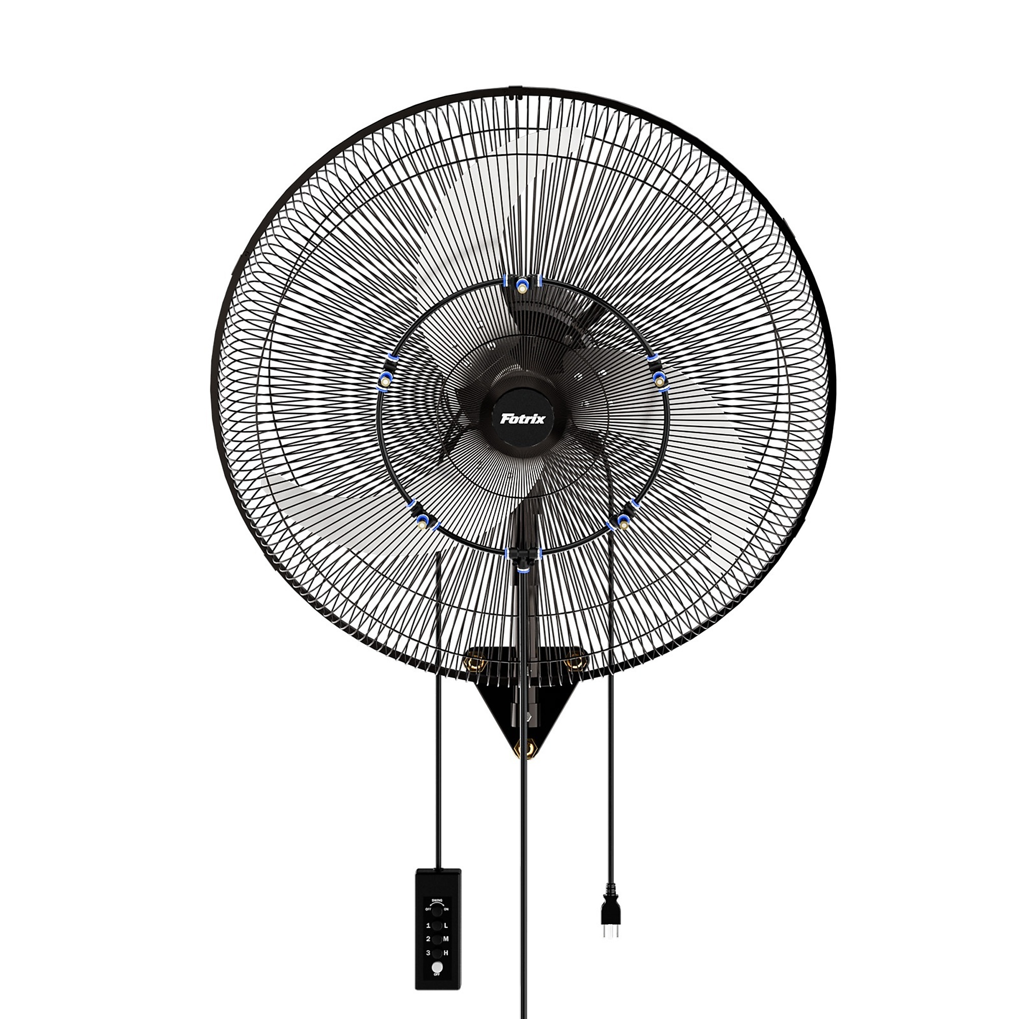 EdenDirect High Velocity Wall Mount Oscillating Fan — 24in., 7200 CFM, 3 Speeds, IP44 Waterproof, Rust-Proof, 30 ft Air Supply, for Garage Warehouse Greenhouse Workshop